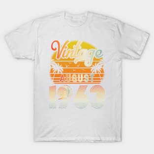 Summer Vintage August 1963 Happy Birthday 57 Years Old To Me Papa Daddy Brother Uncle Son Cousin T-Shirt